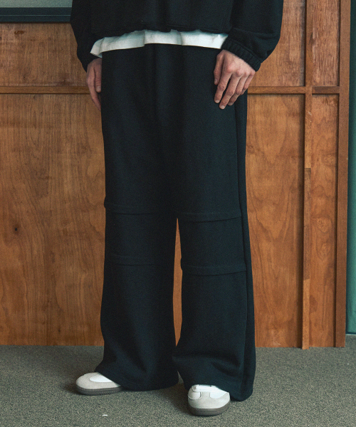 NODU(ノードユー)の「ダブルラインワイドパンツ【ブラック】(スウェットパンツ・メンズ・その他・MEDIUM/LARGE)」の1枚目の写真