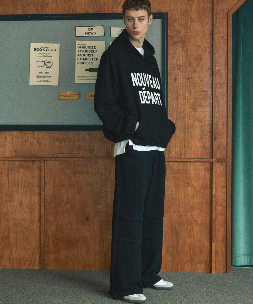 NODU(ノードユー)の「ダブルラインワイドパンツ【ブラック】(スウェットパンツ・メンズ・その他・MEDIUM/LARGE)」の2枚目の写真