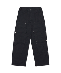 DIVIDED DOUBLE KNEE PANTS - BLACK