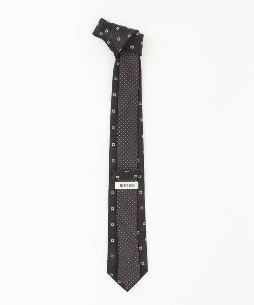 MEN'S BIGI（メンズビギ）の「小紋グレンチェックxドット柄シルクネクタイ（ネクタイ・メンズ・ボルドー/ブルー/チャコールグレー・FREE）」の4枚目の写真
