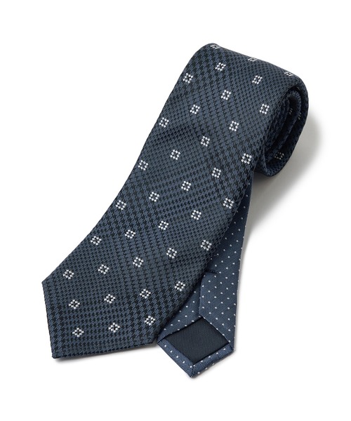 MEN'S BIGI（メンズビギ）の「小紋グレンチェックxドット柄シルクネクタイ（ネクタイ・メンズ・ボルドー/ブルー/チャコールグレー・FREE）」の2枚目の写真