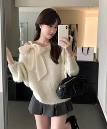 nonomi（ノノミ）の「ショルダーリボンふわふわ起毛ニットプルオーバー（ニット/セーター）」