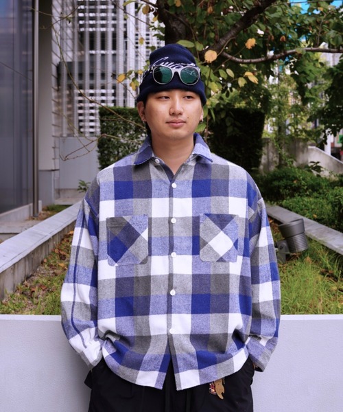 BEAVER（ビーバー）の「B omnivore/ビーオムニボー　BLOCK CHECK SHIRTS ブロックチェックシャツ（シャツ/ブラウス・メンズ・ブラック/レッド/ブルー・M/L）」の2枚目の写真