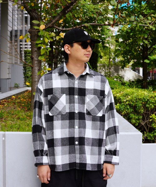 BEAVER（ビーバー）の「B omnivore/ビーオムニボー　BLOCK CHECK SHIRTS ブロックチェックシャツ（シャツ/ブラウス・メンズ・ブラック/レッド/ブルー・M/L）」の9枚目の写真