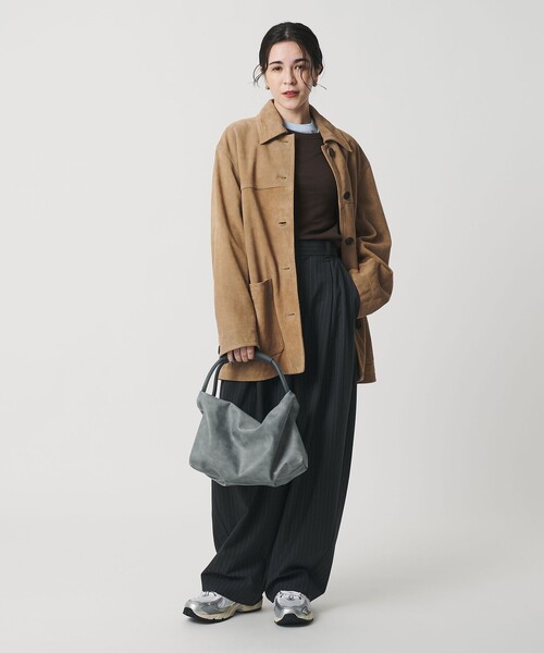 BEAUTY&YOUTH UNITED ARROWS(ビューティーアンドユースユナイテッドアローズ)の「レザーライク コンビ タック バッグ(ハンドバッグ・レディース・ブラウン/ライトブルー・FREE)」の8枚目の写真