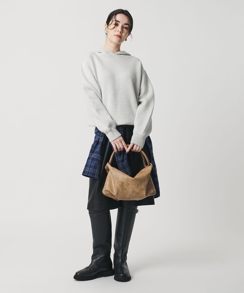 BEAUTY&YOUTH UNITED ARROWS(ビューティーアンドユースユナイテッドアローズ)の「レザーライク コンビ タック バッグ(ハンドバッグ・レディース・ブラウン/ライトブルー・FREE)」の12枚目の写真