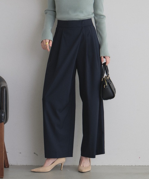 &. NOSTALGIA（アンドドットノスタルジア）の「ラップライクロングパンツ（その他パンツ・レディース・ネイビー/グレー・M）」の2枚目の写真