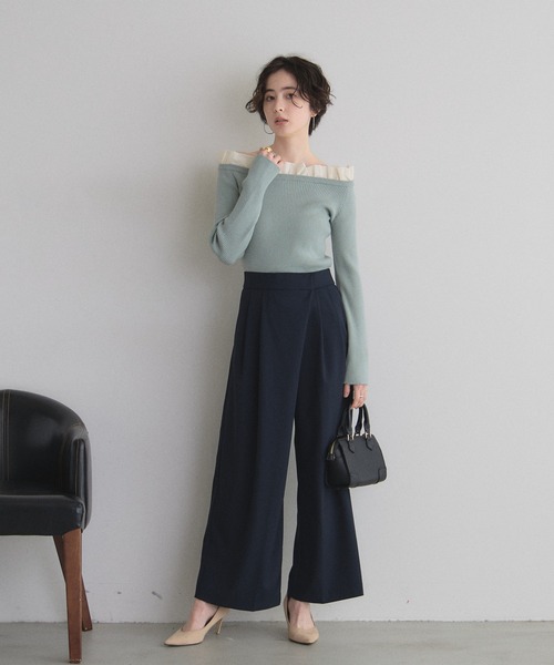 &. NOSTALGIA（アンドドットノスタルジア）の「ラップライクロングパンツ（その他パンツ・レディース・ネイビー/グレー・M）」の20枚目の写真