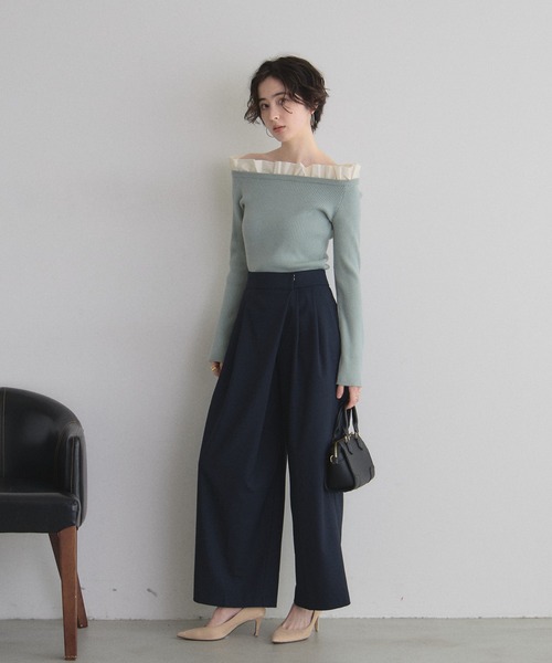 &. NOSTALGIA（アンドドットノスタルジア）の「ラップライクロングパンツ（その他パンツ・レディース・ネイビー/グレー・M）」の21枚目の写真