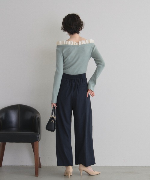 &. NOSTALGIA（アンドドットノスタルジア）の「ラップライクロングパンツ（その他パンツ・レディース・ネイビー/グレー・M）」の22枚目の写真