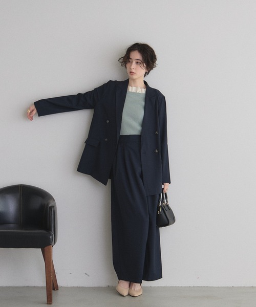 &. NOSTALGIA（アンドドットノスタルジア）の「ラップライクロングパンツ（その他パンツ・レディース・ネイビー/グレー・M）」の16枚目の写真