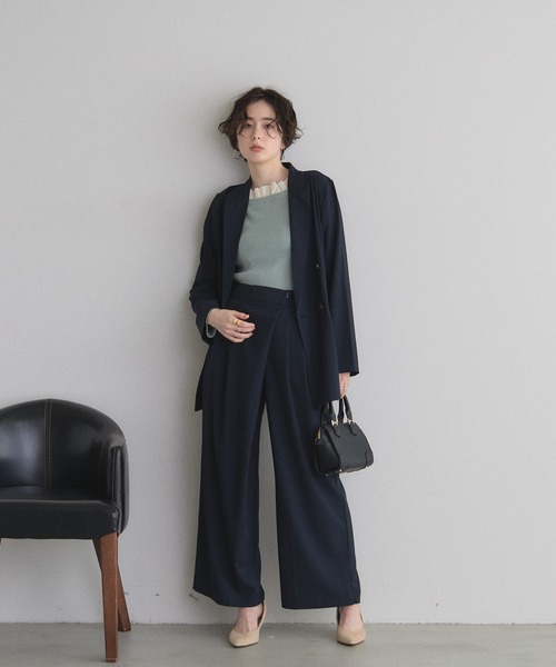 &. NOSTALGIA（アンドドットノスタルジア）の「ラップライクロングパンツ（その他パンツ・レディース・ネイビー/グレー・M）」の17枚目の写真