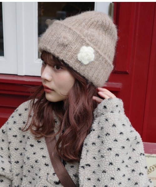 フラワーニット帽（ニットキャップ/ビーニー）｜jumelle（ジュメロ）の