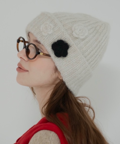 フラワーニット帽（ニットキャップ/ビーニー）｜jumelle（ジュメロ）の