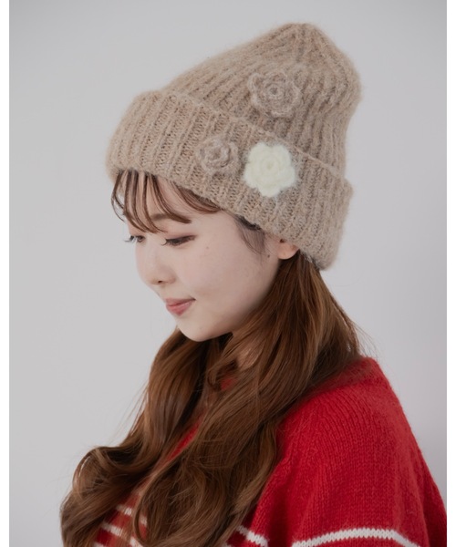 フラワーニット帽（ニットキャップ/ビーニー）｜jumelle（ジュメロ）の