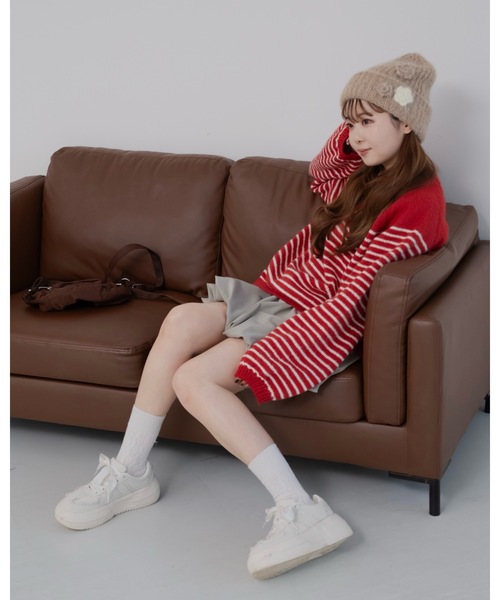 jumelle（ジュメロ）の「フラワーニット帽（ニットキャップ/ビーニー・レディース・ベージュ/アイボリー・FREE）」の4枚目の写真