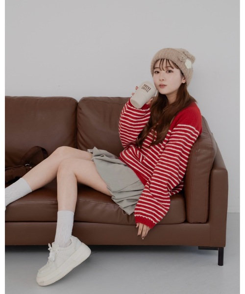 jumelle（ジュメロ）の「フラワーニット帽（ニットキャップ/ビーニー・レディース・ベージュ/アイボリー・FREE）」の9枚目の写真