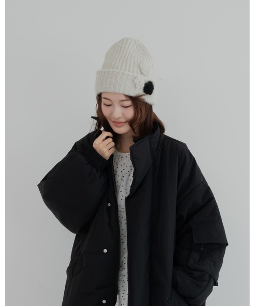 フラワーニット帽（ニットキャップ/ビーニー）｜jumelle（ジュメロ）の