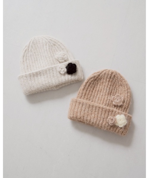 フラワーニット帽（ニットキャップ/ビーニー）｜jumelle（ジュメロ）の