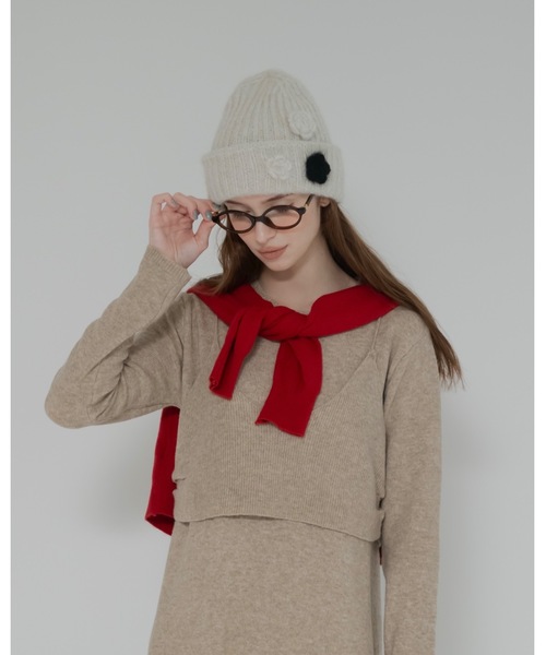 フラワーニット帽（ニットキャップ/ビーニー）｜jumelle（ジュメロ）の