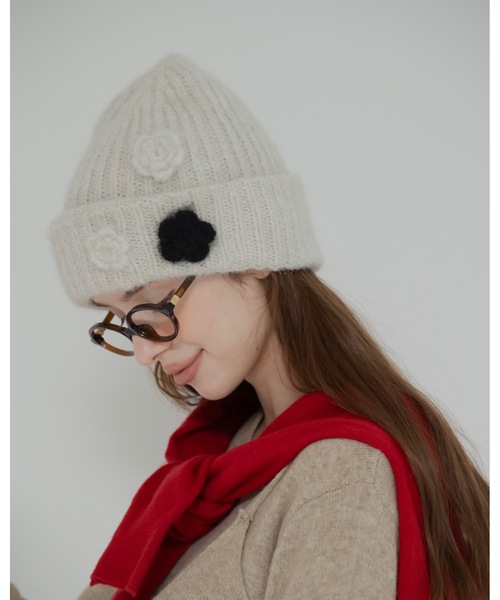 フラワーニット帽（ニットキャップ/ビーニー）｜jumelle（ジュメロ）の