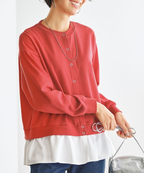 BELLUNA PLUS(ベルーナ)の「裏起毛素材ドッキングカーディガン(カーディガン/ボレロ・レディース・ブラック系/ネイビー/コーラル・MEDIUM/LARGE/X-LARGE)」の3枚目の写真