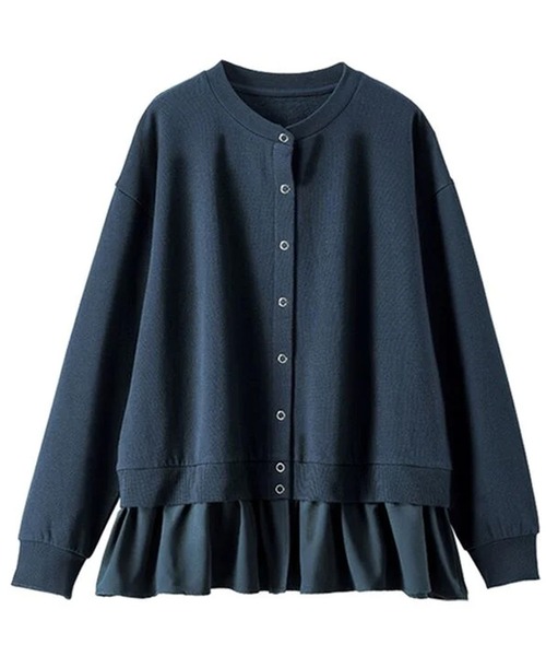 BELLUNA PLUS(ベルーナ)の「裏起毛素材ドッキングカーディガン(カーディガン/ボレロ・レディース・ブラック系/ネイビー/コーラル・MEDIUM/LARGE/X-LARGE)」の6枚目の写真