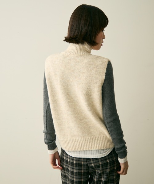 full/fill.（フルフィル）の「high neck over knit vest / ハイネックオーバーニットベスト（ベスト・レディース・ダークグレー/ブラウン/アイボリー・FREE）」の10枚目の写真