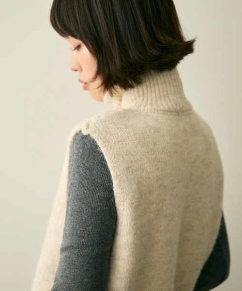 full/fill.（フルフィル）の「high neck over knit vest / ハイネックオーバーニットベスト（ベスト・レディース・ダークグレー/ブラウン/アイボリー・FREE）」の14枚目の写真