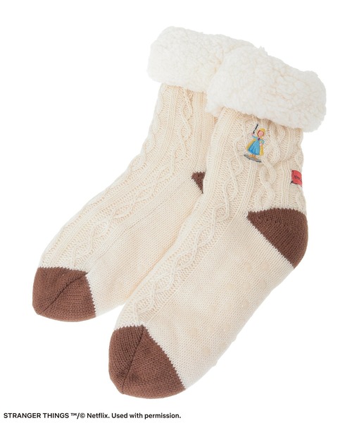 Green　Parks（グリーンパークス）の「■STRANGER THINGS×MINNETONKA 裏ボア刺繍ソックス（ソックス/靴下・レディース・ホワイト/グレー・FREE）」の6枚目の写真