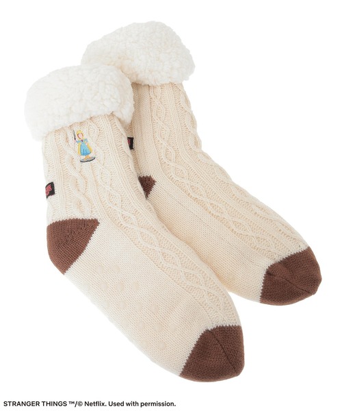 Green　Parks（グリーンパークス）の「■STRANGER THINGS×MINNETONKA 裏ボア刺繍ソックス（ソックス/靴下・レディース・ホワイト/グレー・FREE）」の7枚目の写真