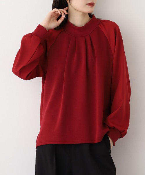 Anna Nicola(アンナニコラ)の「Anna Nicola 布帛切替ダンボールプルオーバー(Tシャツ/カットソー・レディース・レッド/アイボリー・38)」の1枚目の写真