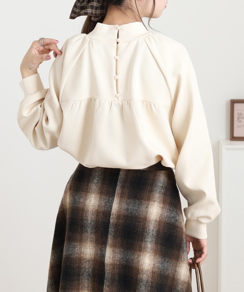 Anna Nicola(アンナニコラ)の「Anna Nicola 布帛切替ダンボールプルオーバー(Tシャツ/カットソー・レディース・レッド/アイボリー・38)」の6枚目の写真