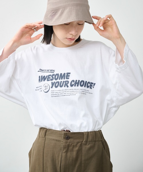 kha:ki（カーキ）の「「KHA:KI / カーキ」7th TEE -AWESOME YOUR CHOSEE-（Tシャツ/カットソー・レディース・ブラック/ブラウン/ホワイト・1）」の2枚目の写真