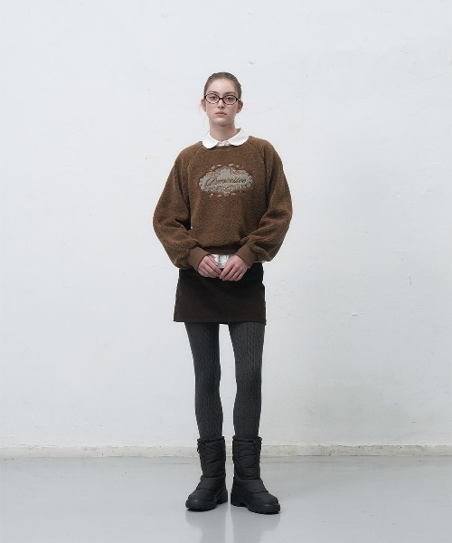 GENERAL IDEA(ジェネラルアイデア)の「【GENERAL IDEA】レースアップリケフリーストレーナー / FLEECE LACE APPLIQUE SWEATSHIRT(スウェット・レディース・ネイビー/ブラウン・S/M/L)」の5枚目の写真