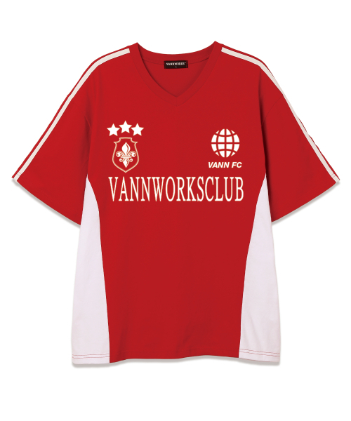 VANNWORKS(バンワークス)の「スポーティブロックコアVネック半袖Tシャツ(VS0033)レッド(Tシャツ/カットソー・レディース・その他・MEDIUM)」の1枚目の写真