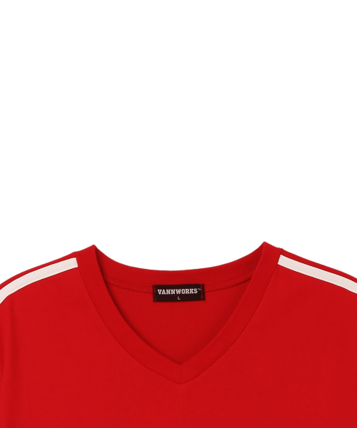 VANNWORKS(バンワークス)の「スポーティブロックコアVネック半袖Tシャツ(VS0033)レッド(Tシャツ/カットソー・レディース・その他・MEDIUM)」の3枚目の写真