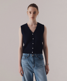 SILN（シルン）の「Henri textured knit vest (NAVY)（ベスト）」