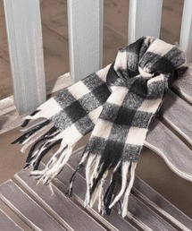 ストール マフラー チェック柄」に該当するブラック/黒色系の