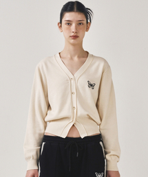MINI BUTTERFLY SOFT V-CARDIGAN_CREAM BLACK