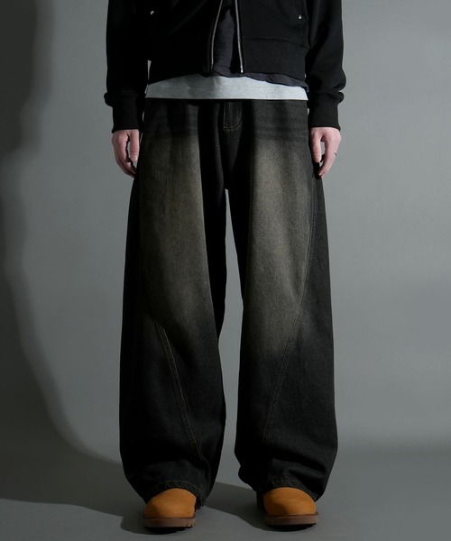 Starting Over（スターティングオーバー）の「WIDE CURVED DENIM PANTS/ワイドカーブデニムパンツ（デニムパンツ・メンズ・ネイビー/ブラック・L/M）」の14枚目の写真