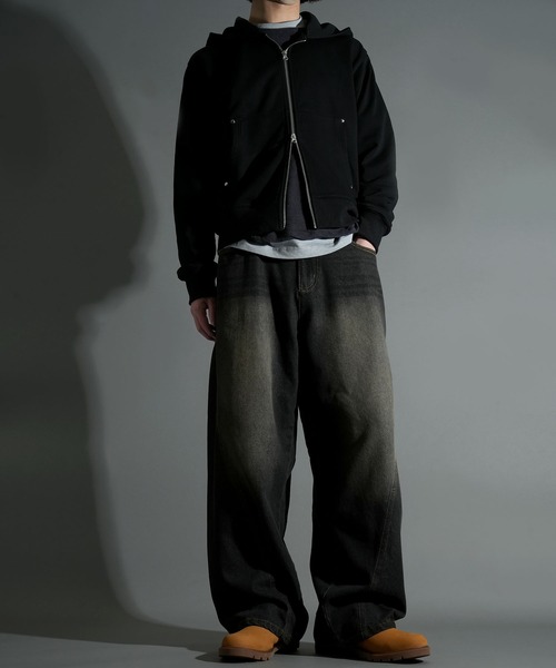 Starting Over（スターティングオーバー）の「WIDE CURVED DENIM PANTS/ワイドカーブデニムパンツ（デニムパンツ・メンズ・ネイビー/ブラック・L/M）」の22枚目の写真