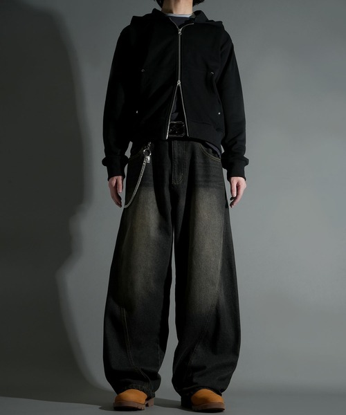 Starting Over（スターティングオーバー）の「WIDE CURVED DENIM PANTS/ワイドカーブデニムパンツ（デニムパンツ・メンズ・ネイビー/ブラック・L/M）」の20枚目の写真