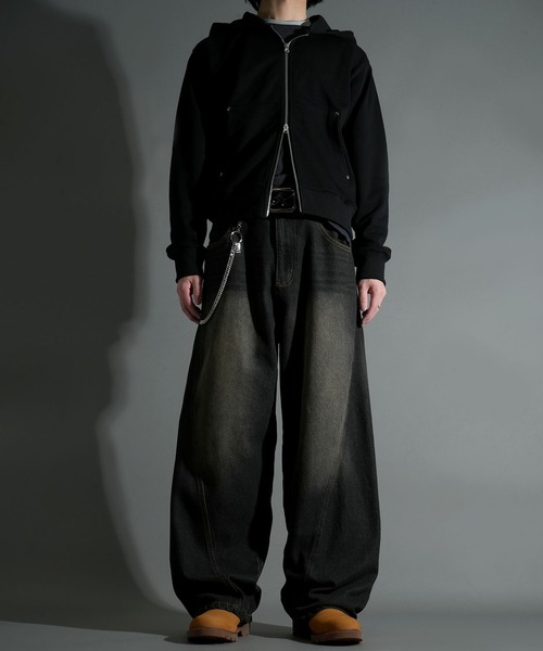 Starting Over（スターティングオーバー）の「WIDE CURVED DENIM PANTS/ワイドカーブデニムパンツ（デニムパンツ・メンズ・ネイビー/ブラック・L/M）」の21枚目の写真
