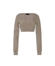 EYELET TRIM HOODIE