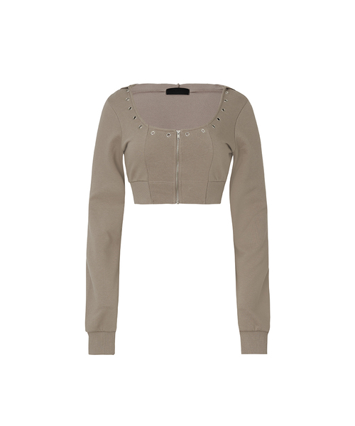 A.R.U(エイアールユー)の「EYELET TRIM HOODIE(パーカー・レディース・ダークグレー/Beige/PINK・SMALL/MEDIUM)」の3枚目の写真