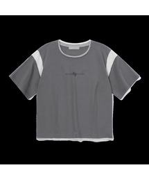MATCH COLORS LOGO PRINT T-SHIRT_DARK GREY