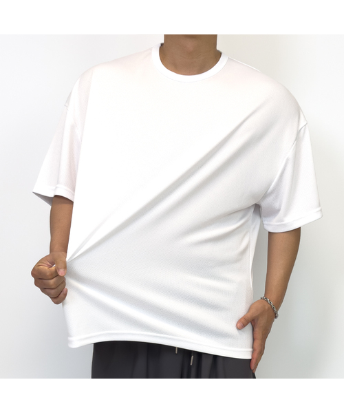 PACIENCIA(パシエンシア)の「無地オーバーサイズメッシュ半袖(Tシャツ/カットソー・メンズ・ホワイト/ブラック・MEDIUM/LARGE/XX-LARGE/X-LARGE)」の2枚目の写真