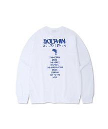 DOLPHIN WAVE APPAREL（ドルフィンウェーブアパレル）の「ドルフィンピングリーディンググラフィック長袖Tシャツホワイト（Tシャツ/カットソー）」