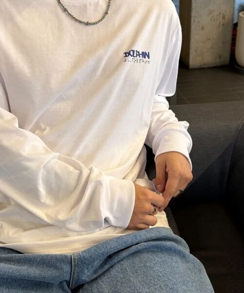 DOLPHIN WAVE APPAREL(ドルフィンウェーブアパレル)の「ドルフィンピングリーディンググラフィック長袖Tシャツホワイト(Tシャツ/カットソー・メンズ・Off White・MEDIUM/LARGE/X-LARGE)」の11枚目の写真